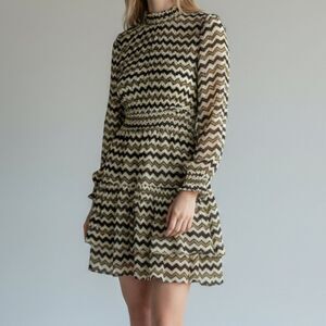 Anthropologie HD in Paris Women's Sierade Printed Dress Beaded Neckline Size 6